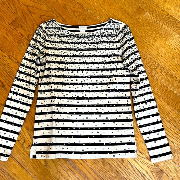 J. Crew Tops - J Crew long sleeved t-shirt with sequins-excellent condition!